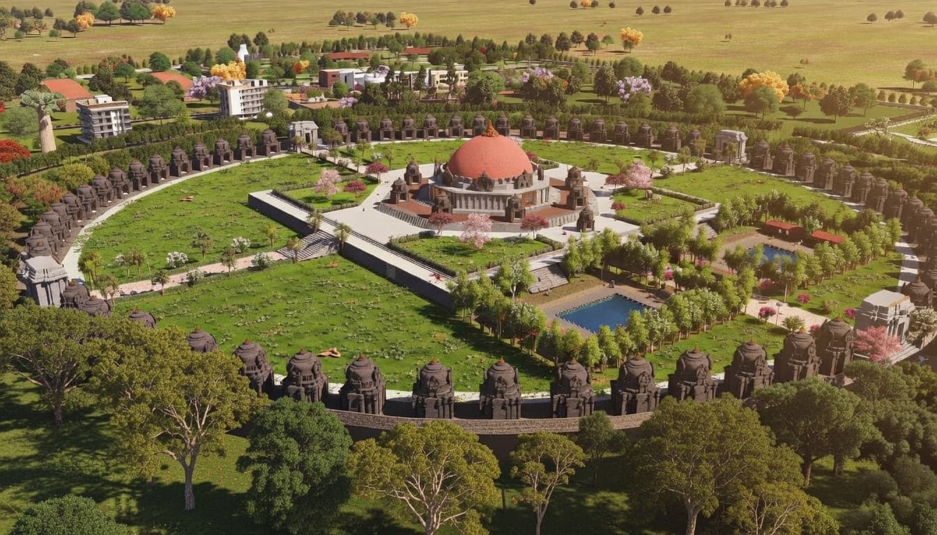 Far view of the temple